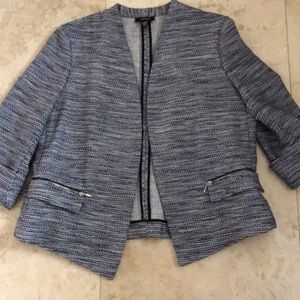 Women's Long-Sleeve Open Front Crop Tweed Jacket*